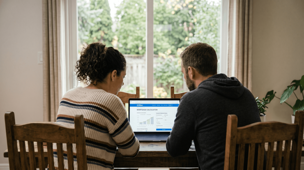 couple analyzing how much their house payment would go up